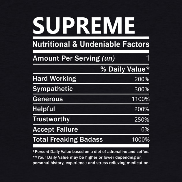 Supreme Name T Shirt - Supreme Nutritional and Undeniable Name Factors Gift Item Tee by nikitak4um